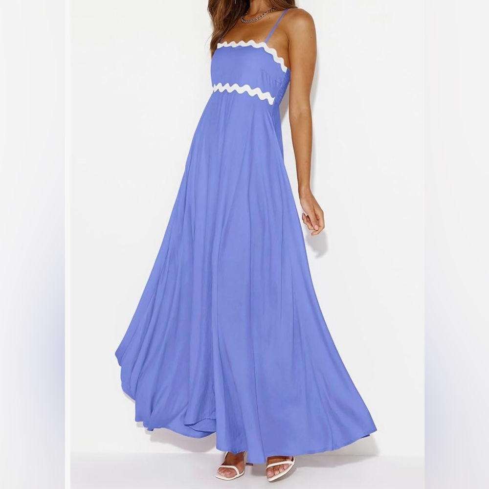 Elegant Blue and White Women's Dress